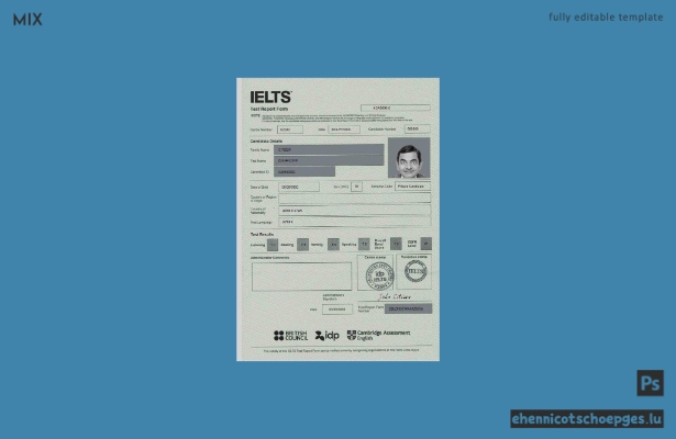 IELTS-Testberichtformular – Zertifikatsbeispiel (Vorschau)